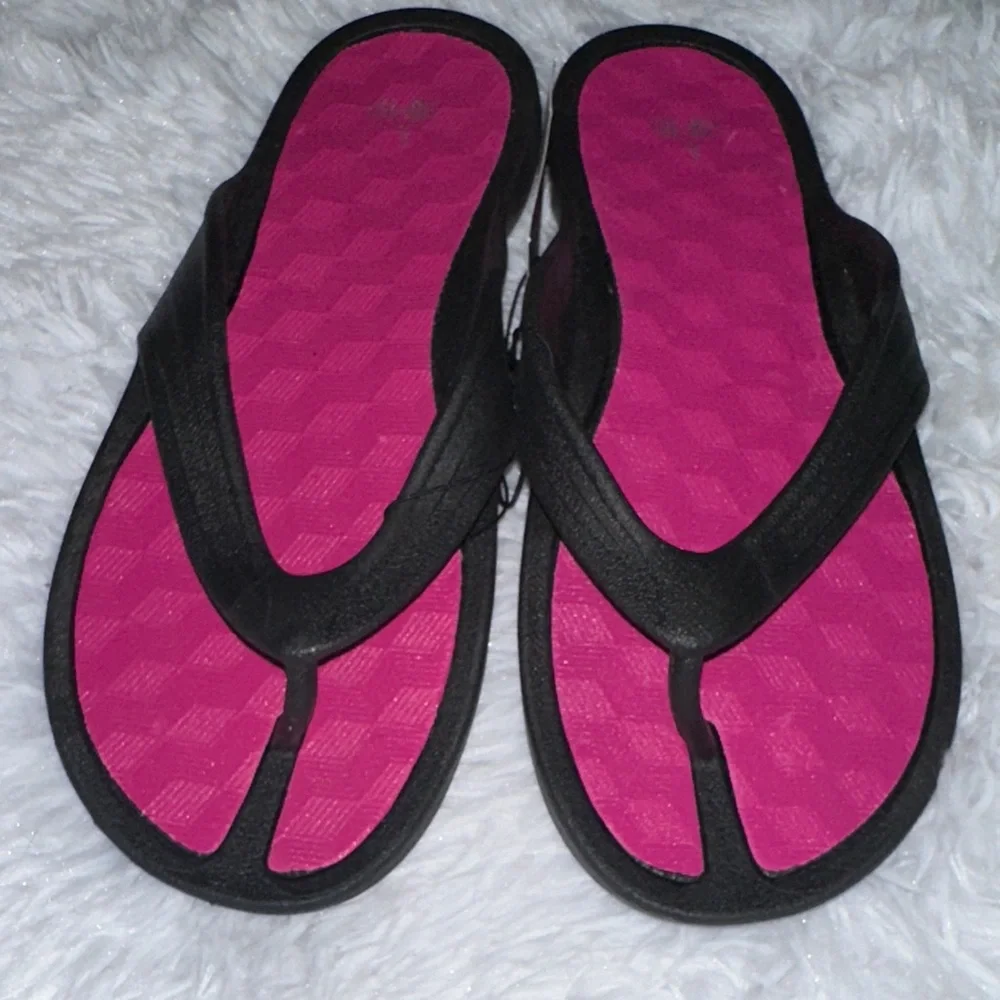 Black and Pink Flip Flops